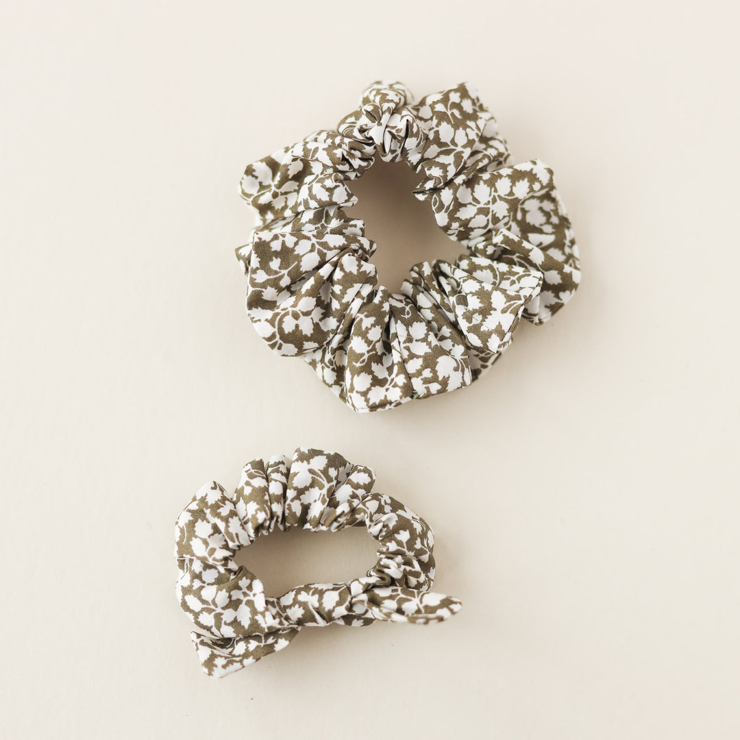 Adult scrunchie in Olive Floral