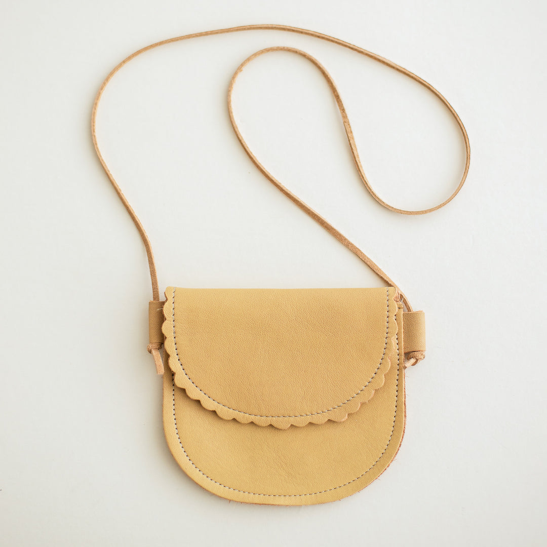Scalloped Little Kids' Leather Pursein Honey