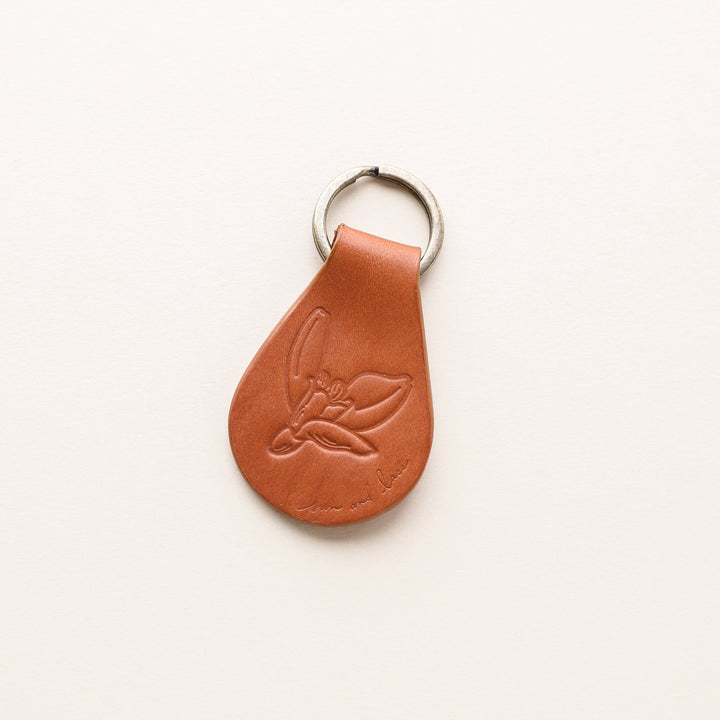 Birth Flower Leather Keychain- 4 children