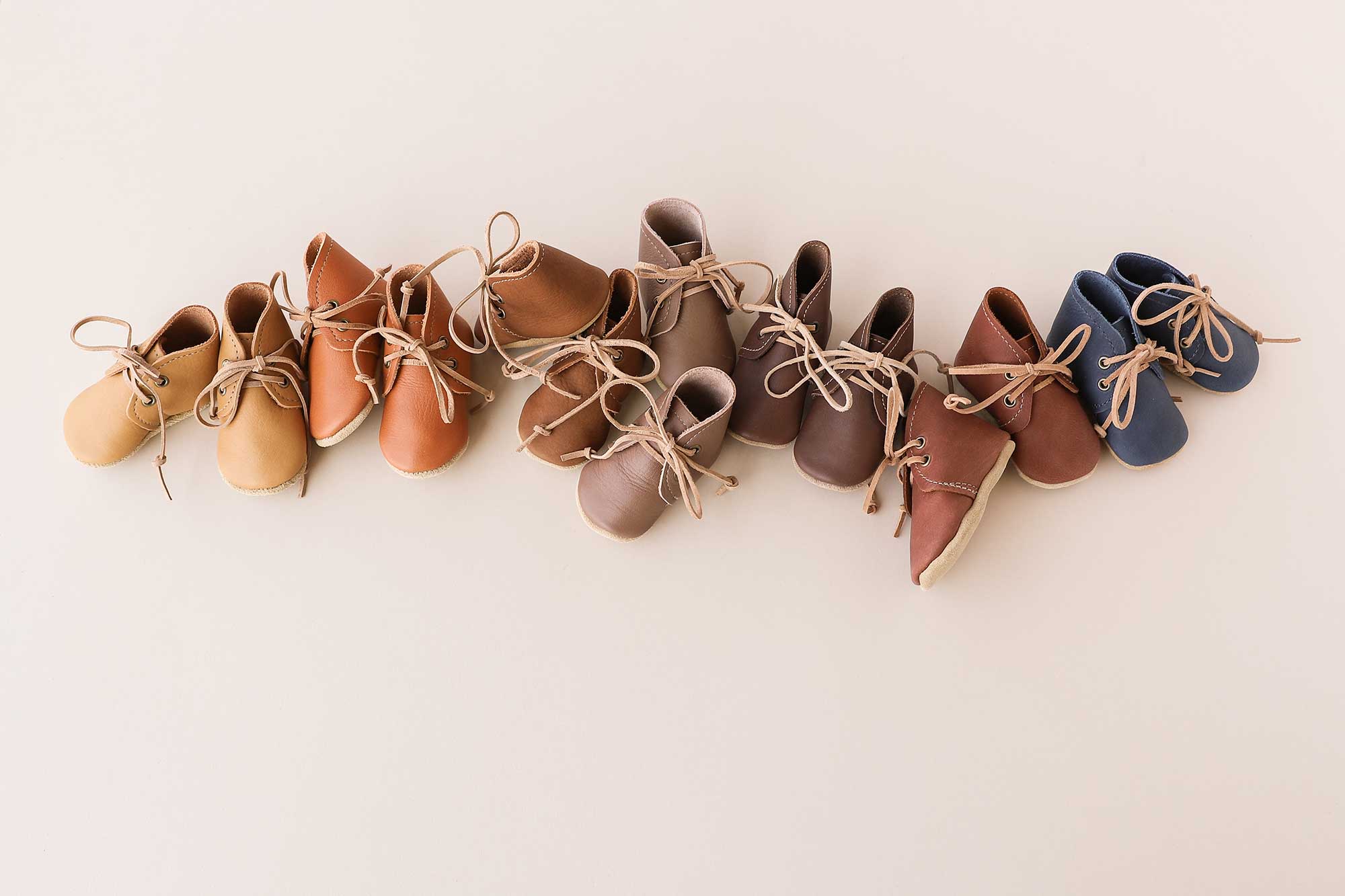 soft soled baby boots in neutral colors