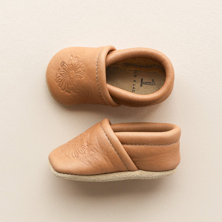 Birth Flower Slip-on Baby Shoes - Caramel