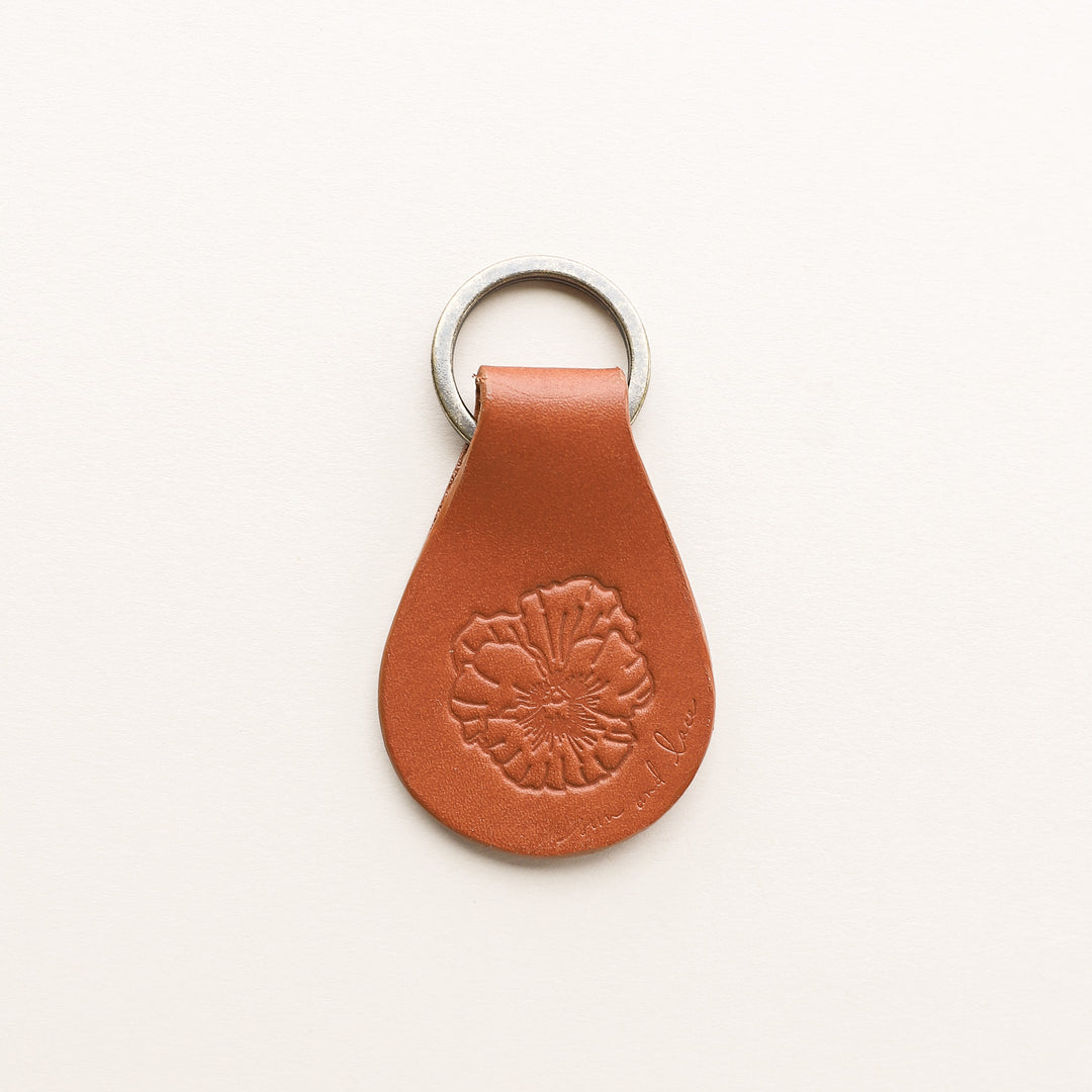 Birth Flower Leather Keychain