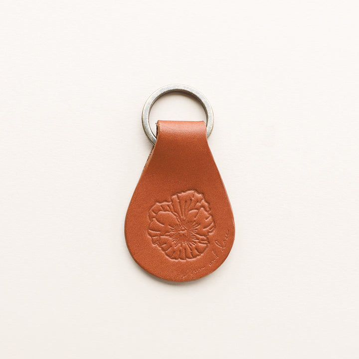 Birth Flower Leather Keychain