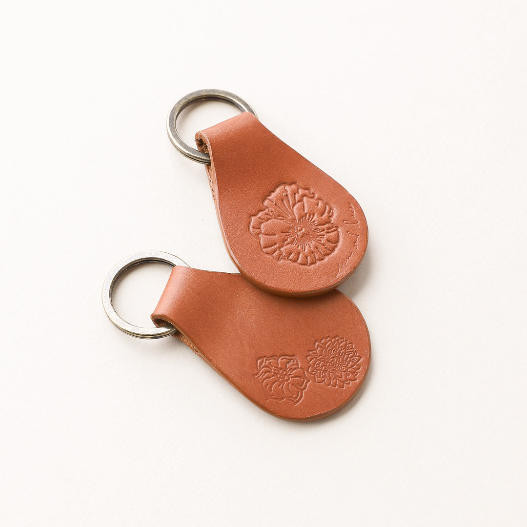 Birth Flower Leather Keychain- 2 Children