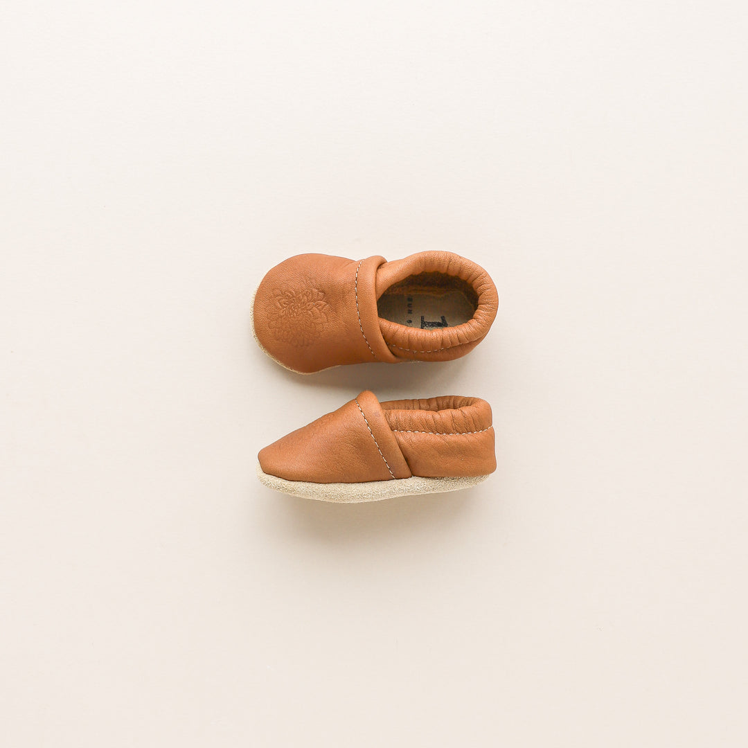 Birth Flower Slip-on Baby Shoes - Walnut