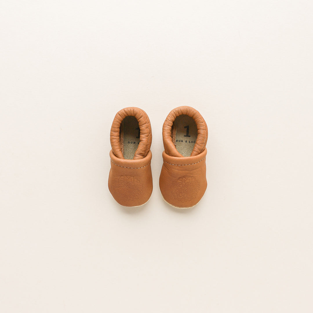 Birth Flower Slip-on Baby Shoes - Walnut