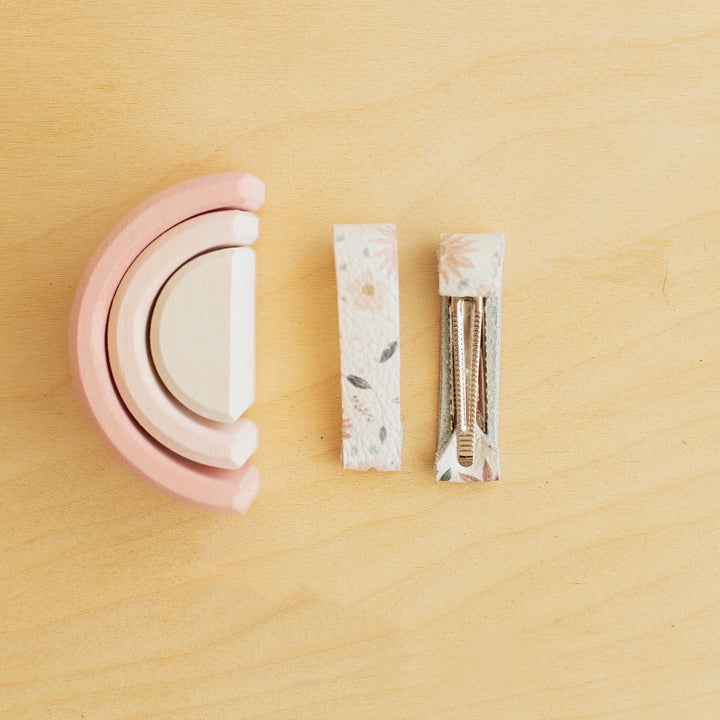 Medium Leather Barrette in Bloom