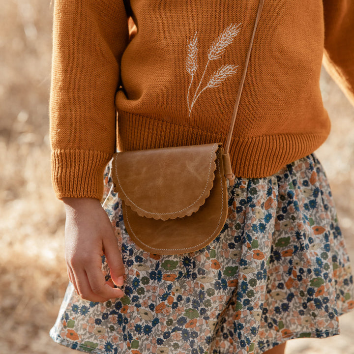 light brown leather girls purse