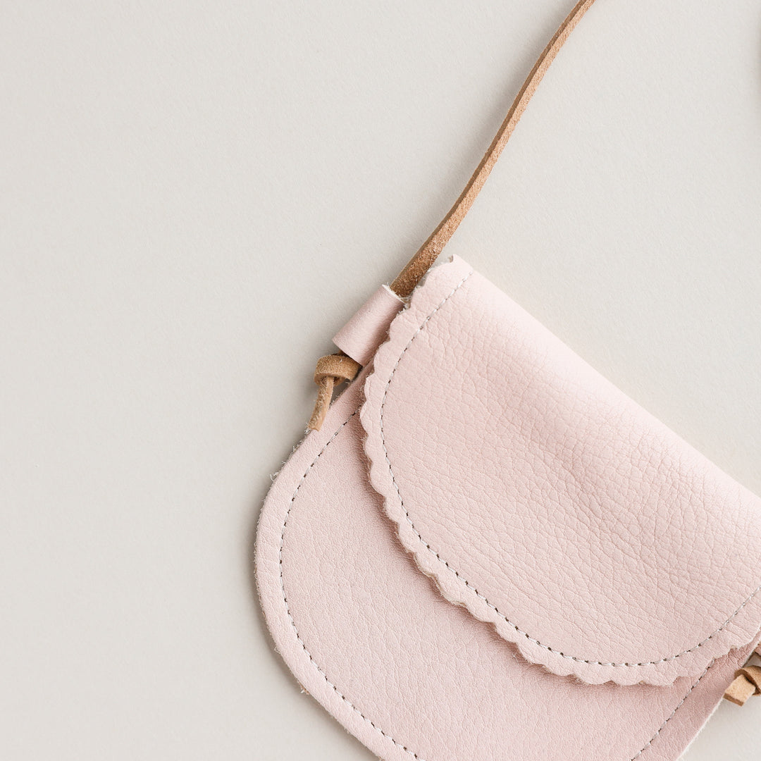 Leather Little Girl's Scalloped Purse  in Blush