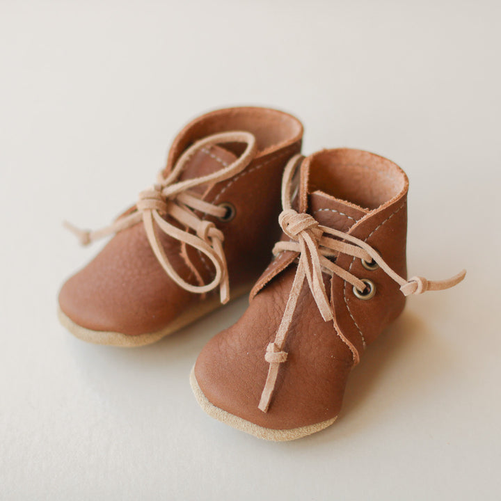 Leather Baby Boots in Walnut