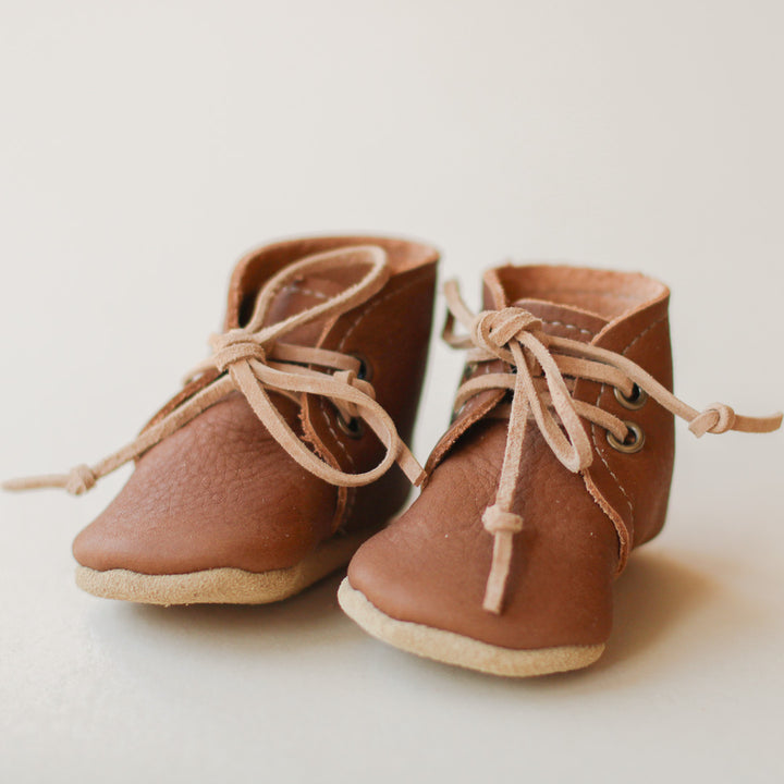 Leather Baby Boots in Walnut