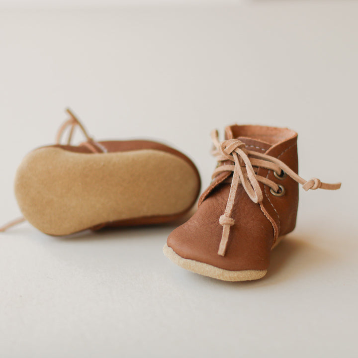 Leather Baby Boots in Walnut